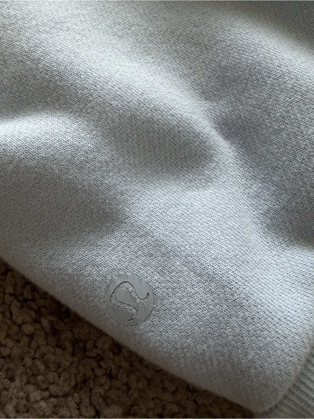 lululemon athletica light gray pullover with reflective logo